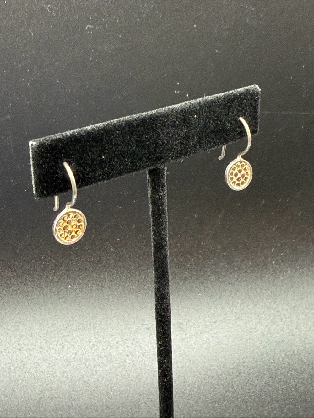 Anna Beck 925 Sterling Silver with 18K Plate on front drop dangle earrings #S17